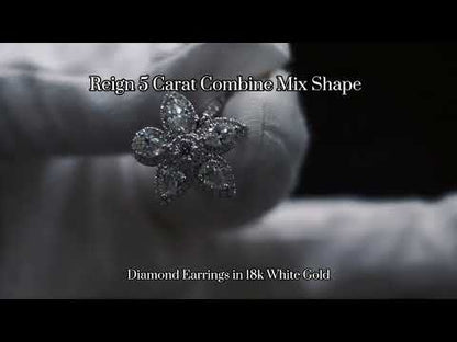 Reign 5 Carat Combine Mix Shape Diamond Earrings in 18k White Gold