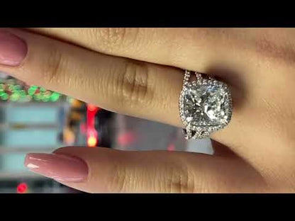 DONNA 7 CARAT CUSHION CUT F COLOR VS2 CLARITY DIAMOND ENGAGEMENT RING 18K WHITE GOLD CERTIFIED 5 CT F VS2 BY MIKE NEKTA