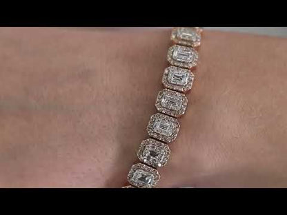 Michael 10 Carat Combine Mix Shape Diamond Tennis Bracelet in 14k Rose Gold