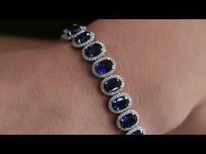 Raina 26 Carat Oval Cut J'adore Blue Sapphire Bracelet in 18k White Gold