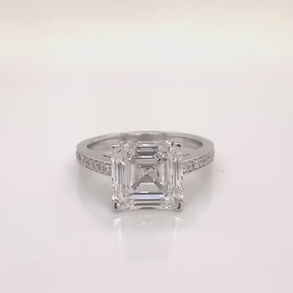 LULO 5 Carat Asscher Cut Lab Grown Diamond Engagement Ring IGI Certified