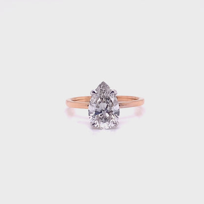 LAVO 2 Carat Pear Shaped Lab Grown Diamond Engagement Ring Rose Gold IGI Certified