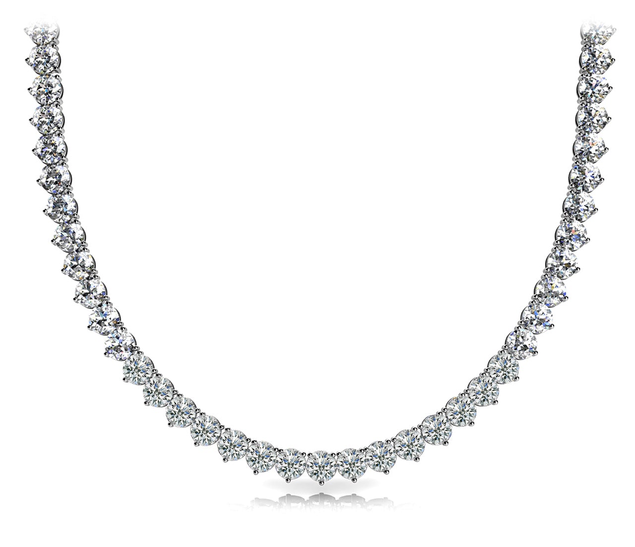 Diamond Rivera Necklace Round Shaped 10 ct Necklace in 14K to 18K White Gold Front View