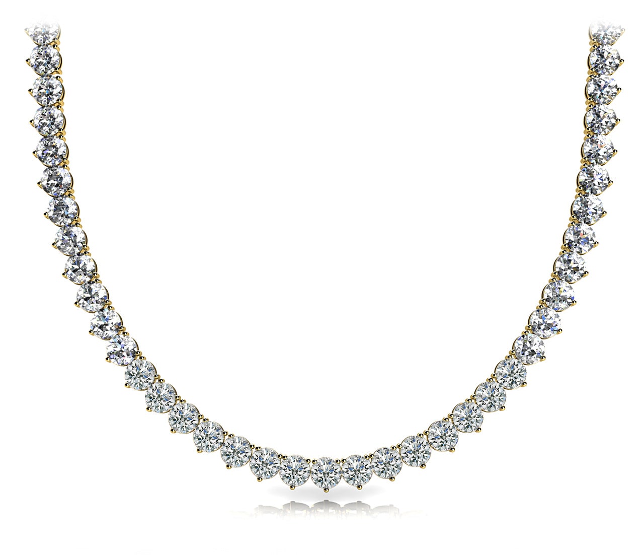 Diamond Rivera Necklace Round Shaped 10 Carat Necklace in 14k to 18K Yellow Gold  Front View