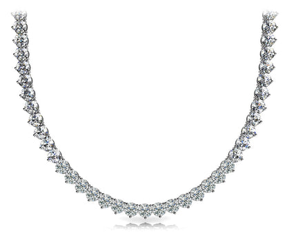 Diamond Rivera Necklace Round Shaped 10 Carat Necklace in 14k to 18K White  Gold  Front View