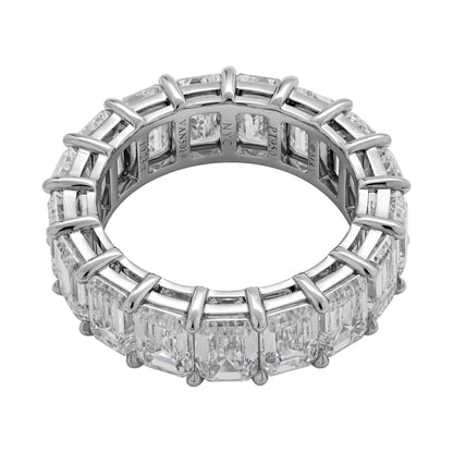 10 Carat Emerald Cut Diamond Eternity Band in Platinum 60 pointer Top View