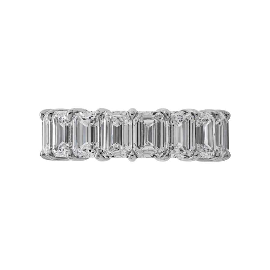 10 Carat Emerald Cut Diamond Eternity Band in Platinum 60 pointer