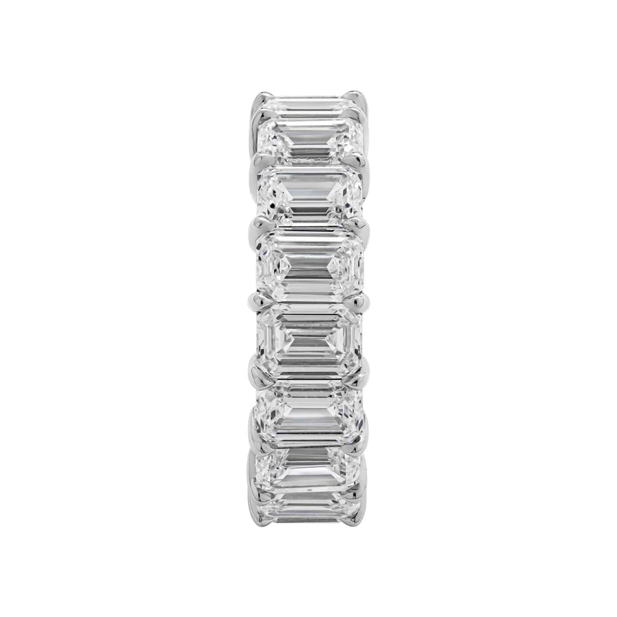 10 Carat Emerald Cut Diamond Eternity Band in Platinum 60 pointer Profile View