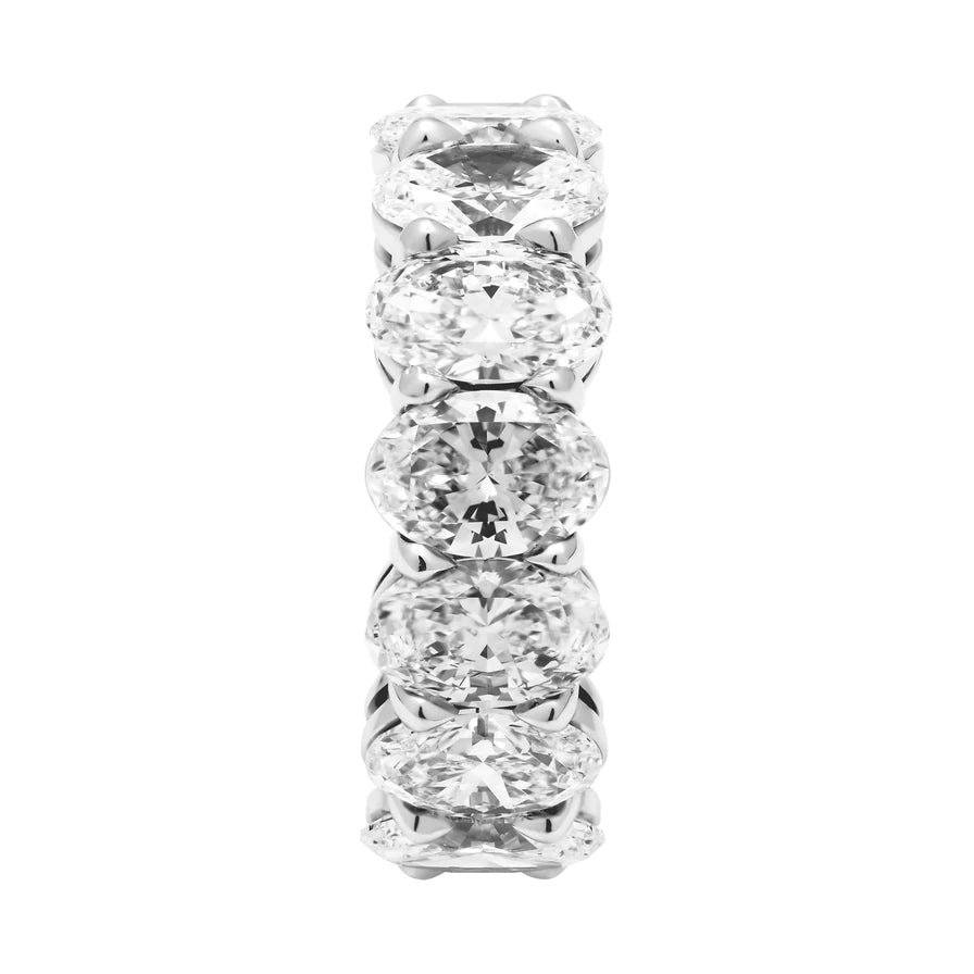 10 Carat Oval Cut Diamond Eternity Band in Platinum 70 pointer Profile View