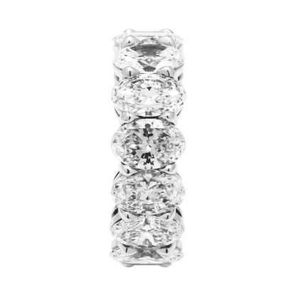 10 Carat Oval Cut Diamond Eternity Band in Platinum 70 pointer Profile View