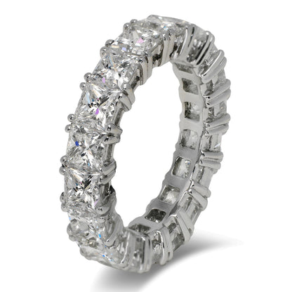 Radiant Cut Diamond 10 Carat Eternity Ring Band in 18k white gold Side View