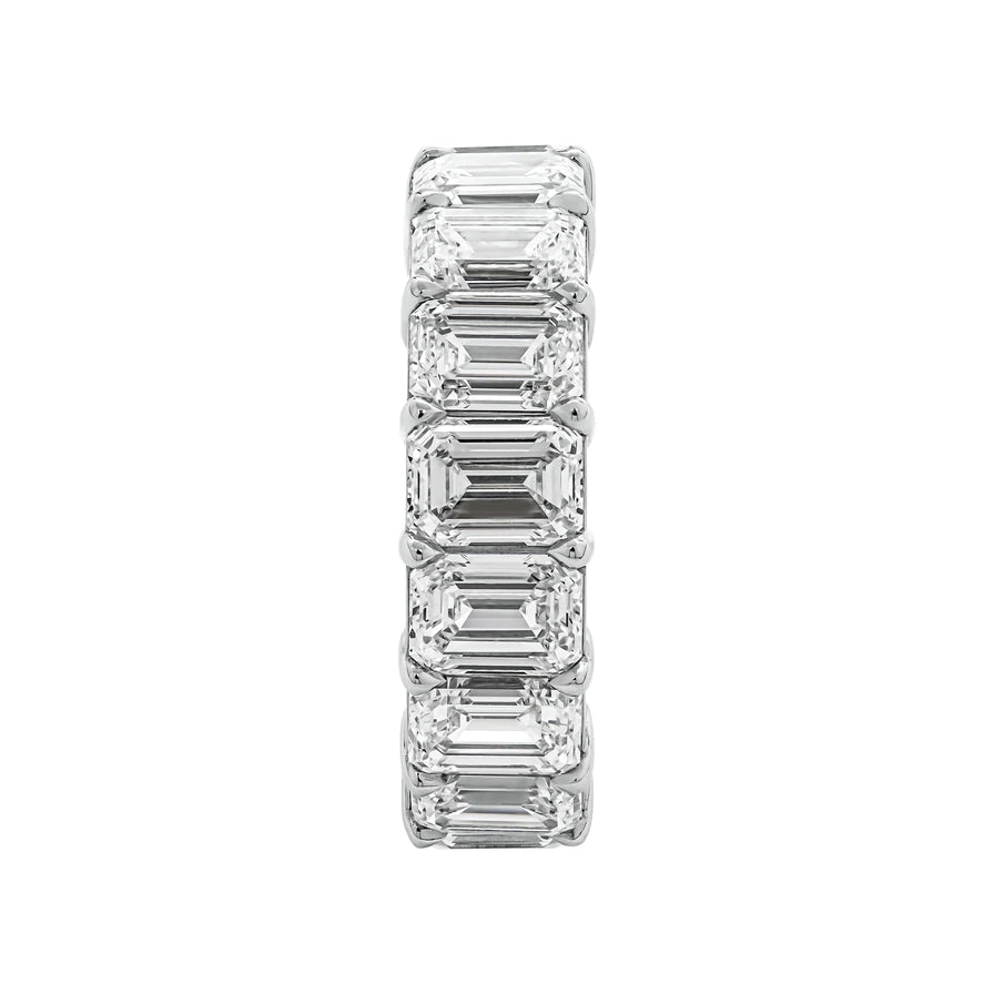 11 Carat Emerald Cut Diamond Eternity Band in Platinum 70 pointer Profile View