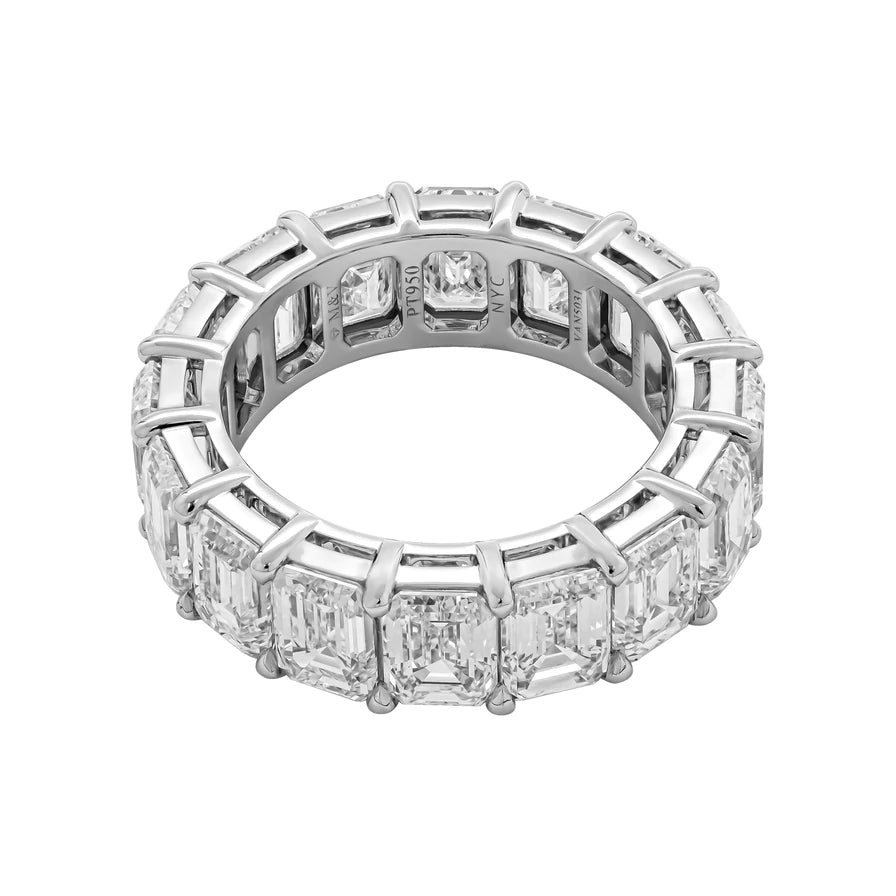 11 Carat Emerald Cut Diamond Eternity Band in Platinum 70 pointer Top View