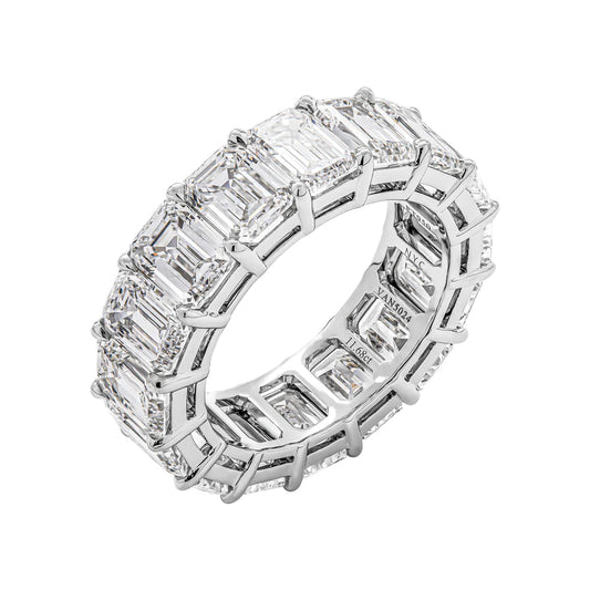 12 Carat Emerald Cut Diamond Eternity Band in Platinum 70 pointer Side View