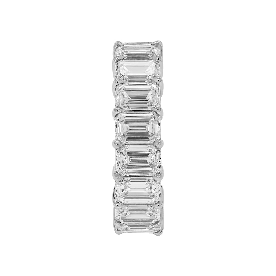 12 Carat Emerald Cut Diamond Eternity Band in Platinum 70 pointer Profile View