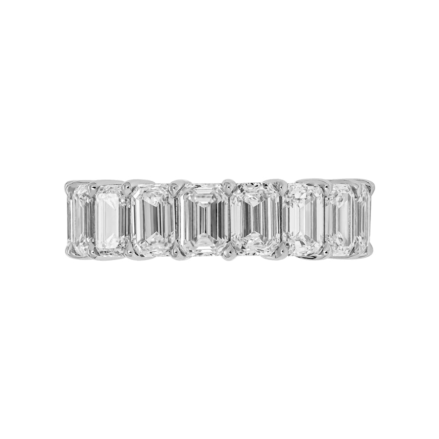 12 Carat Emerald Cut Diamond Eternity Band in Platinum 70 pointer