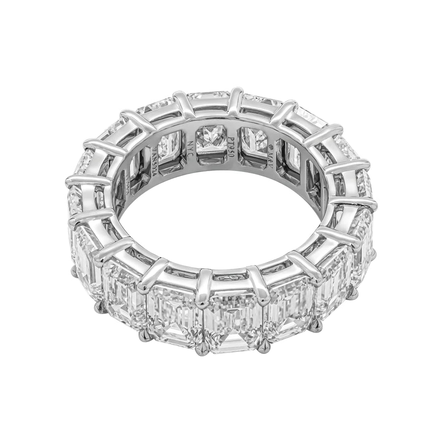 12 Carat Emerald Cut Diamond Eternity Band in Platinum 70 pointer Top View