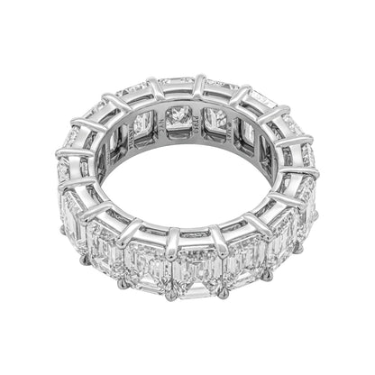 12 Carat Emerald Cut Diamond Eternity Band in Platinum 70 pointer Top View