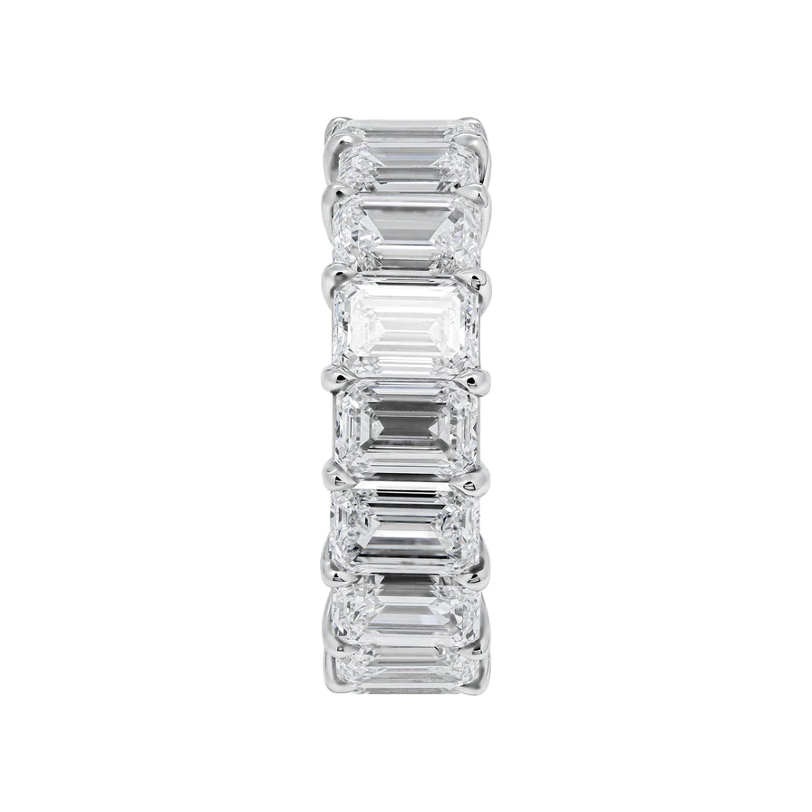 12 Carat Emerald Cut Diamond Eternity Band in Platinum 70 pointer Profile View