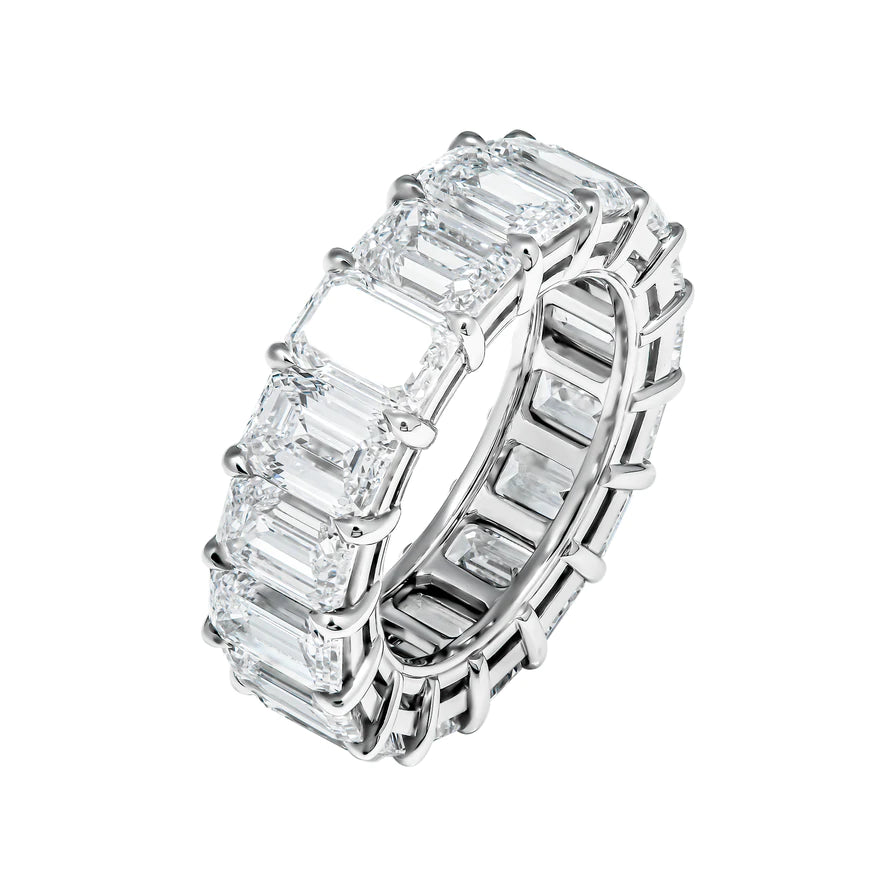 12 Carat Emerald Cut Diamond Eternity Band in Platinum 70 pointer Side View