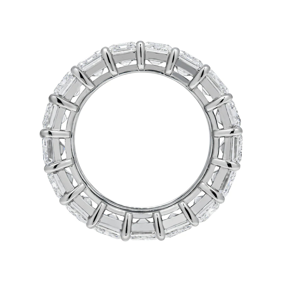 12 Carat Emerald Cut Diamond Eternity Band in Platinum 70 pointer Top View