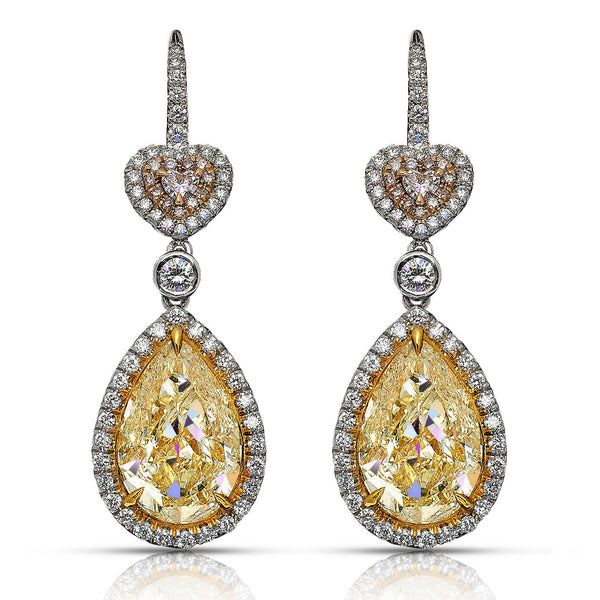 Taylor 12 Carat Yellow & Pink Diamond Earrings | Nekta New York