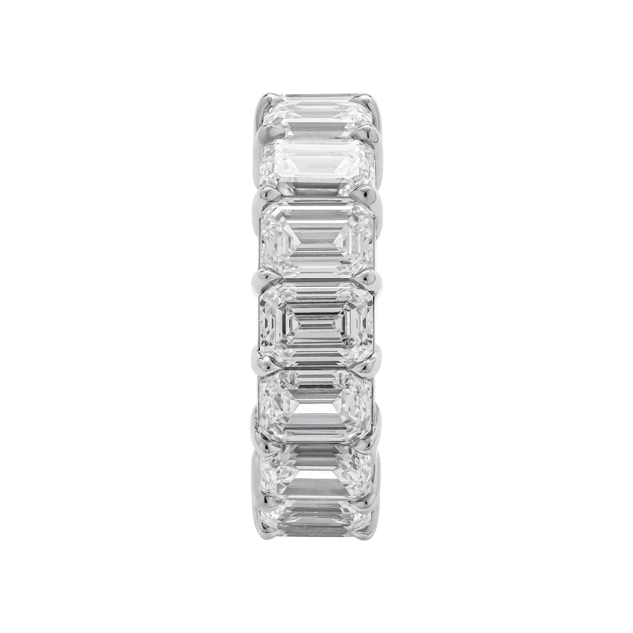 14 Carat Emerald Cut Diamond Eternity Band in Platinum 90 pointer Profile View