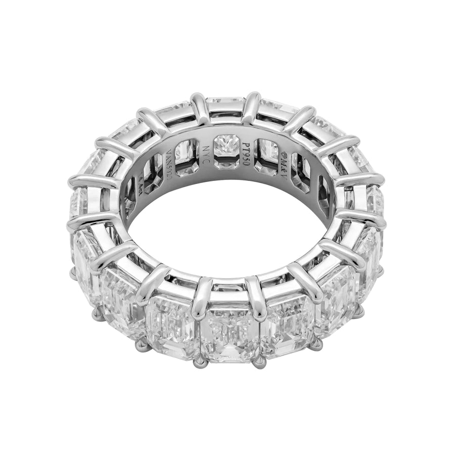 14 Carat Emerald Cut Diamond Eternity Band in Platinum 90 pointer Top View