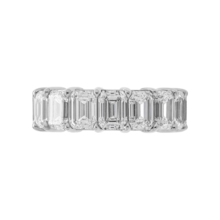 14 Carat Emerald Cut Diamond Eternity Band in Platinum 90 pointer