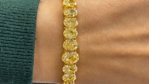 WIMBLEDON 42 Carat Fancy Yellow Oval Cut Inline Diamond Tennis Bracelet in 18K Yellow Gold By Mike Nekta NYC