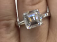 LEX 5 Carat Asscher Cut Lab Grown Diamond Engagement Three Stone Ring IGI Certified