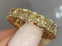 JIN 8 Carat Radiant Cut Yellow Diamond Eternity Ring in 18K Gold 40 pointer 7.41 tcw By Mike Nekta NYC SIZE 6.5