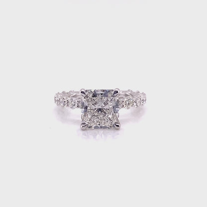 LEAXE 4 Carat Radiant Cut Lab Grown Diamond Engagement Ring IGI Certified