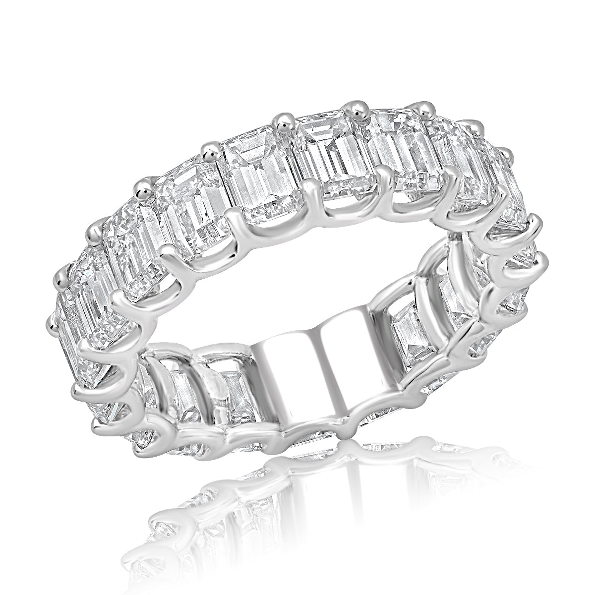 2-3 Carat Emerald Cut Diamond Eternity Band in Platinum 10 pointer Side View