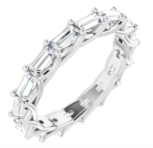 PARIS 2 Carat Baguette-Cut Diamond Eternity Ring in Platinum 15 pointer G Color VS1 Clarity Lucida Prong Band By Mike Nekta NYC