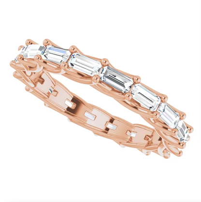 PARIS 2 Carat Baguette-Cut Diamond Eternity Ring Rose Gold 15 pointer G Color VS1 Clarity Lucida Prong Band By Mike Nekta NYC