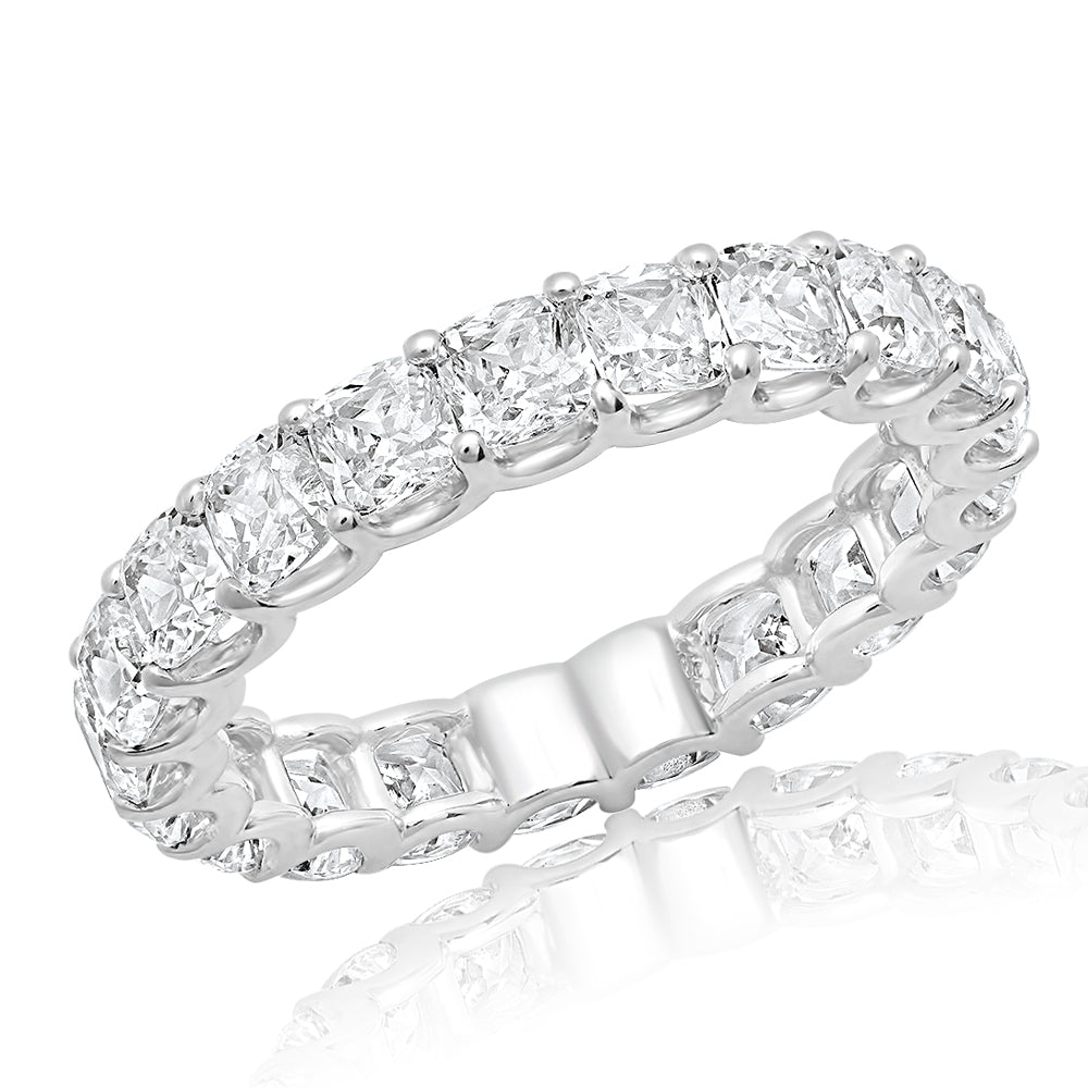 2 Carat Cushion Cut Diamond Eternity Band in Platinum 10 pointer Side View