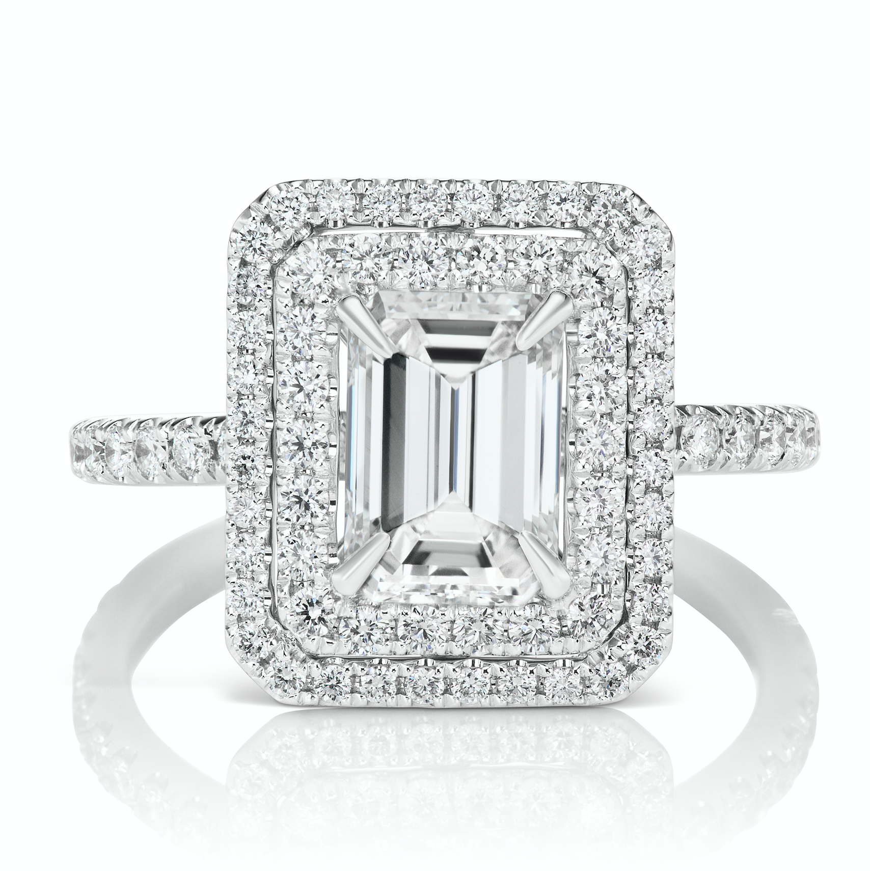 Geometric Emerald Cut Diamond Engagement Ring 2.9-3.2 ct