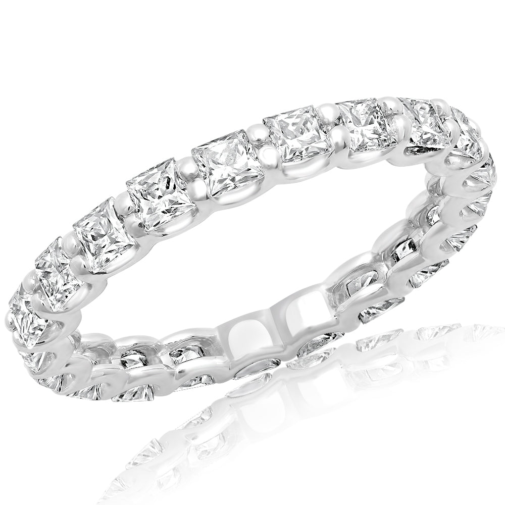 2 Carat Princess Cut Diamond Eternity Band in Platinum 10 pointer Side View