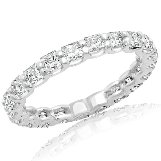 2 Carat Princess Cut Diamond Eternity Band in Platinum 10 pointer Side View