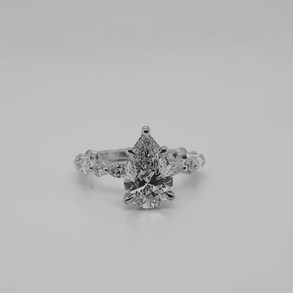 LISA 3 Carat G VS2 Pear Shaped Lab Grown Diamond Engagement Ring IGI Certified