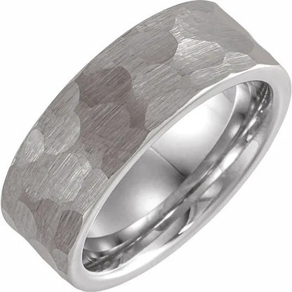 Men's Tungsten Wedding Ring PVD 8mm in 18K White Gold Side View