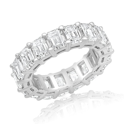 3-4 Carat Emerald Cut Diamond Eternity Band in Platinum 15 pointer Side View