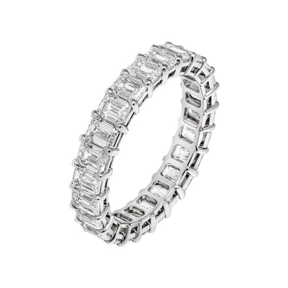  3 Carat Emerald Diamond Eternity Band in Platinum 15 pointer Side View