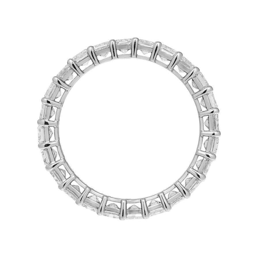  3 Carat Emerald Diamond Eternity Band in Platinum 15 pointer Top View