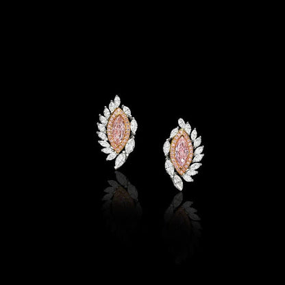 Pink Diamond Stud Earrings 3 Carat Sidestone Earrings Gia Certified Front View