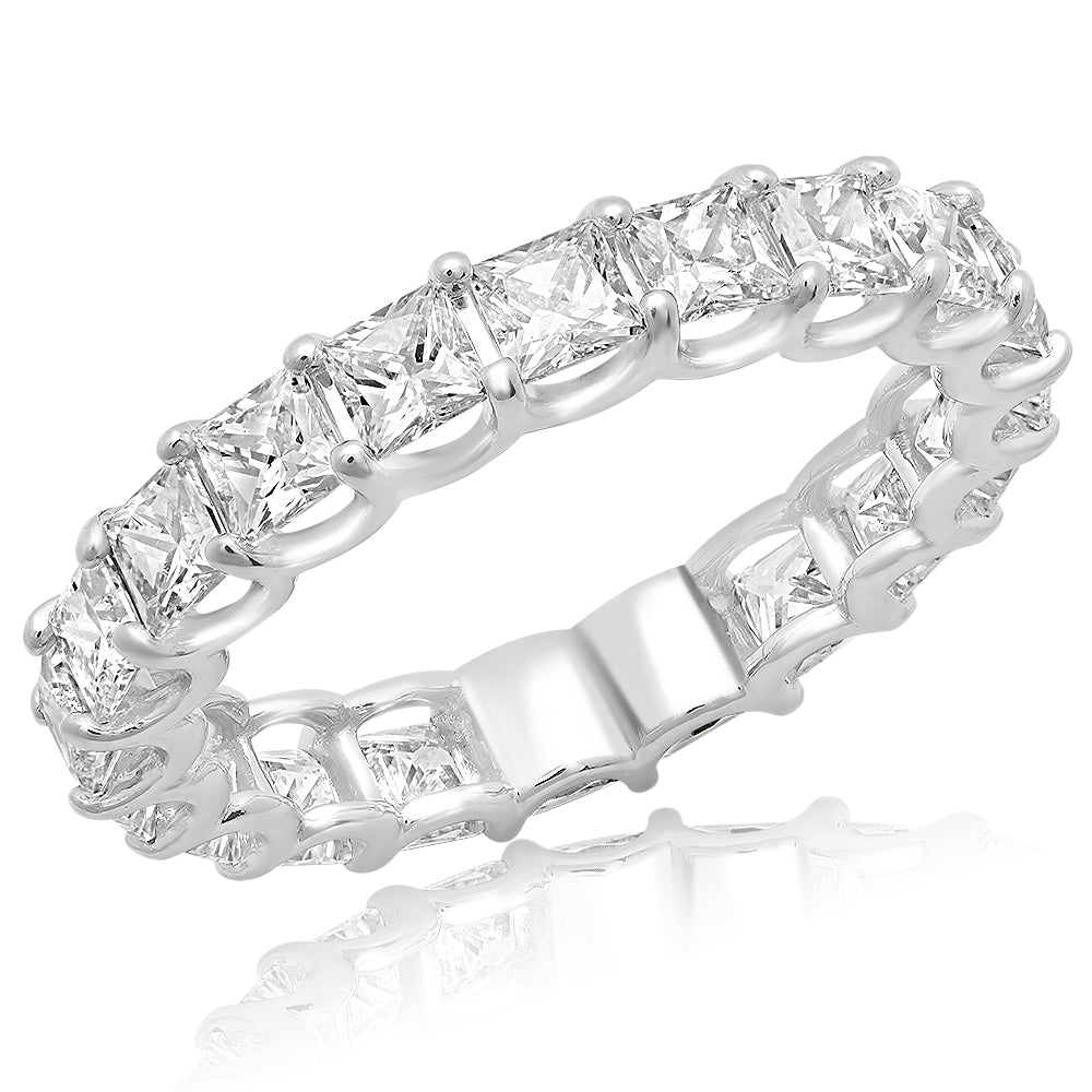 3 Carat Princess Cut Diamond Eternity Band in Platinum 15 pointer Side View