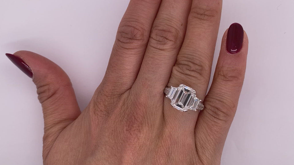 Emerald cut Large 4ct Engagement Ring | Moissanite Gemstones International