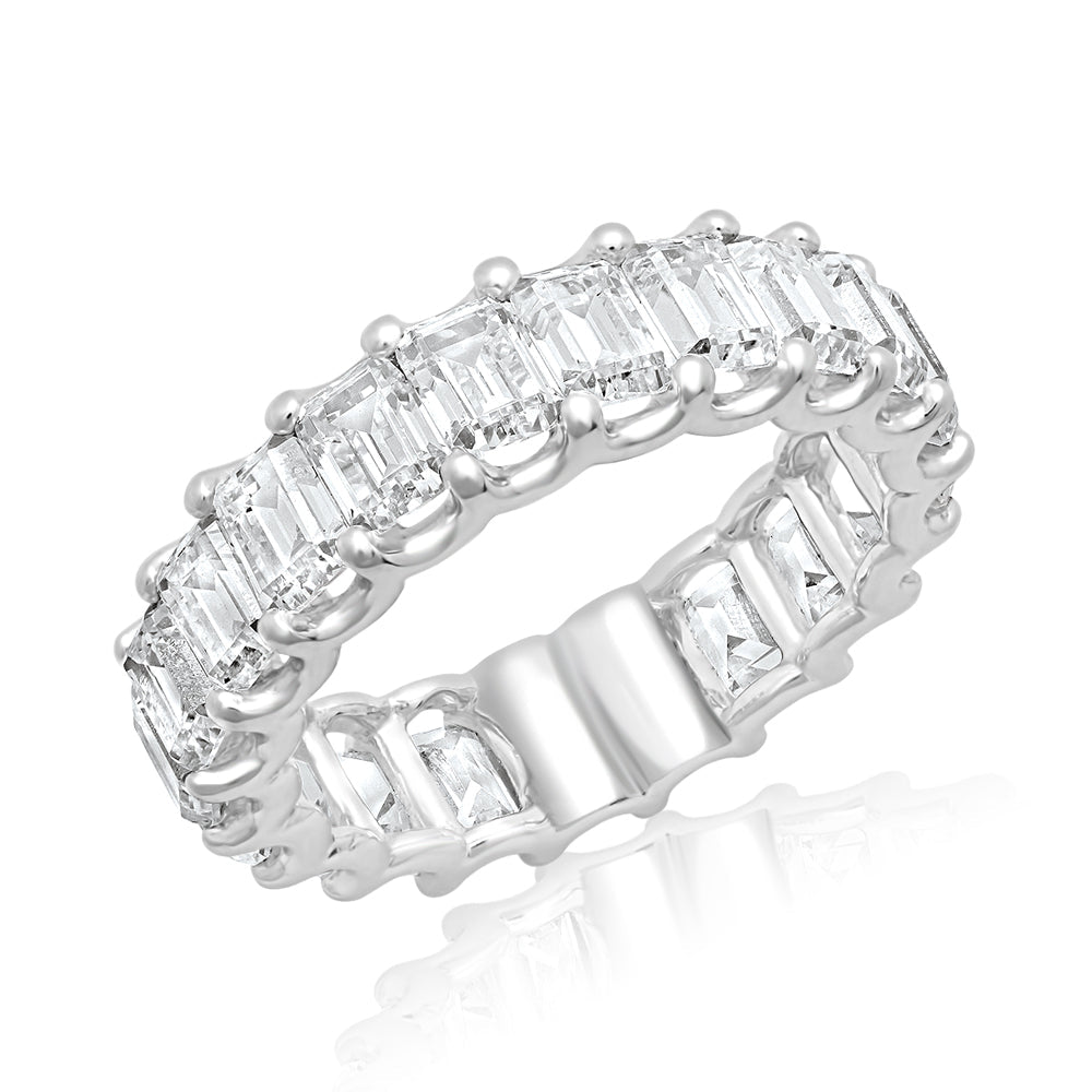 FAY Super High End Emerald Cut Diamond Eternity Band U-Shaped Shared Prong in Platinum