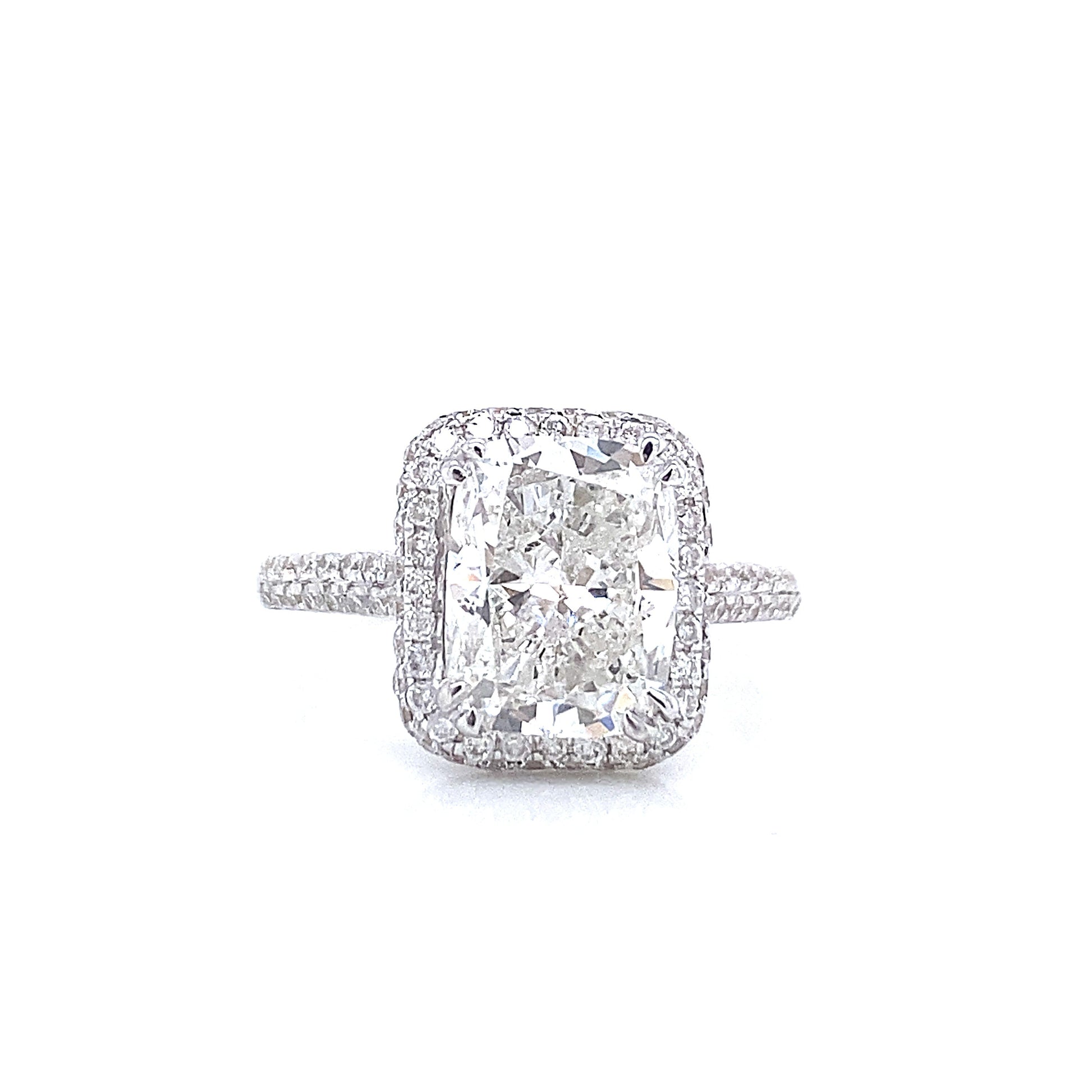 3 Carat Lab Grown Cushion Cut Diamond Engagement Ring Halo